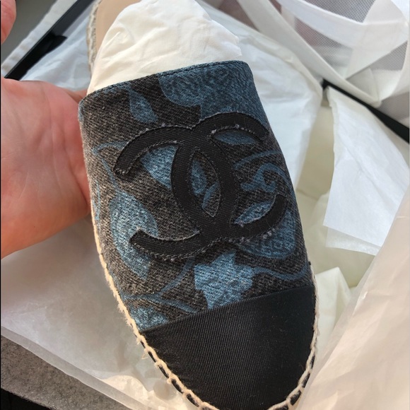 NIB Brand New CHANEL Denim Espadrilles Sz 36 (slides) - Picture 1 of 4